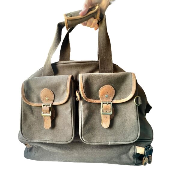 Cabelas Brown Canvas & Leather Travel Bag With Dual Pockets Collapsible bottom - Picture 16 of 16